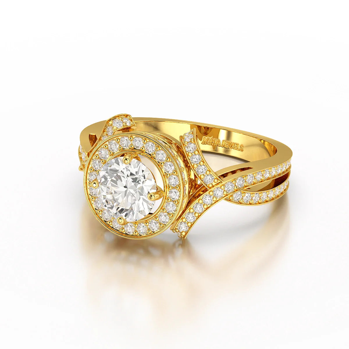 1.9 CT Round Cut Solitaire Halo Lab Diamond Ring