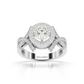 1.9 CT Round Cut Solitaire Halo Lab Diamond Ring
