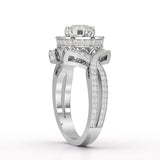 1.9 CT Round Cut Solitaire Halo Lab Diamond Ring