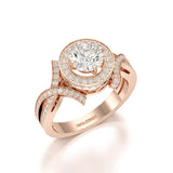 1.9 CT Round Cut Solitaire Halo Lab Diamond Ring