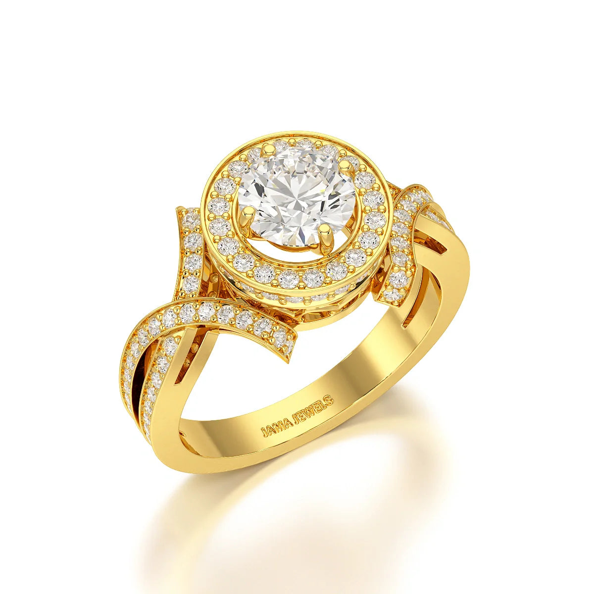 1.9 CT Round Cut Solitaire Halo Lab Diamond Ring