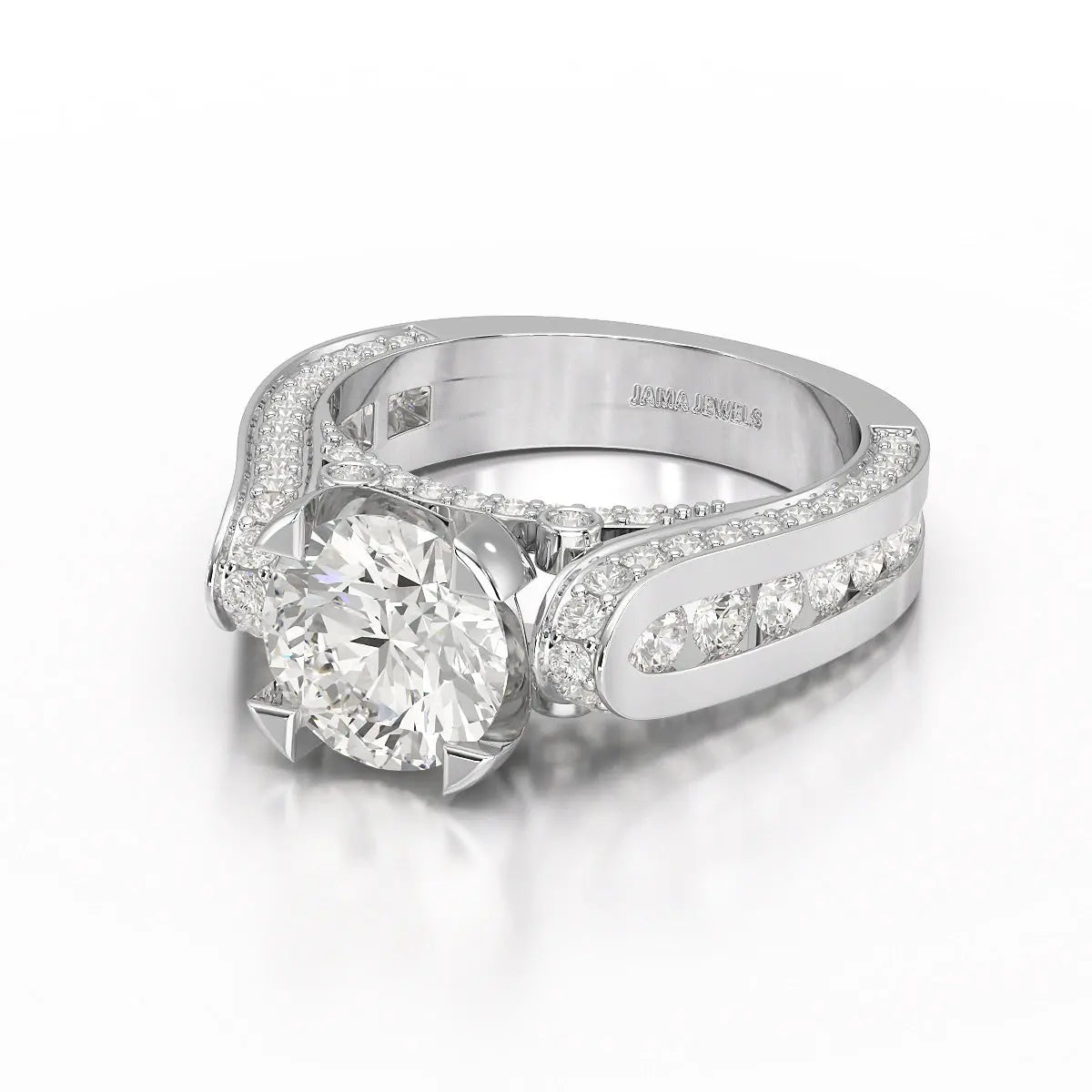 3.4 CT Cushion Cut Solitaire Lab Diamond Ring Jama Jewels