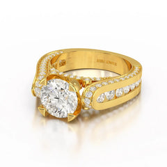3.4 CT Cushion Cut Solitaire Lab Diamond Ring Jama Jewels