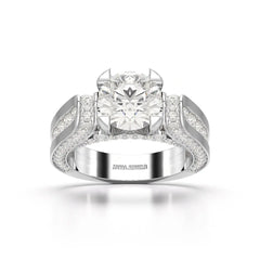 3.4 CT Cushion Cut Solitaire Lab Diamond Ring Jama Jewels