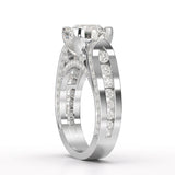 3.37 CT Cushion Cut Solitaire Halo Lab Diamond Ring