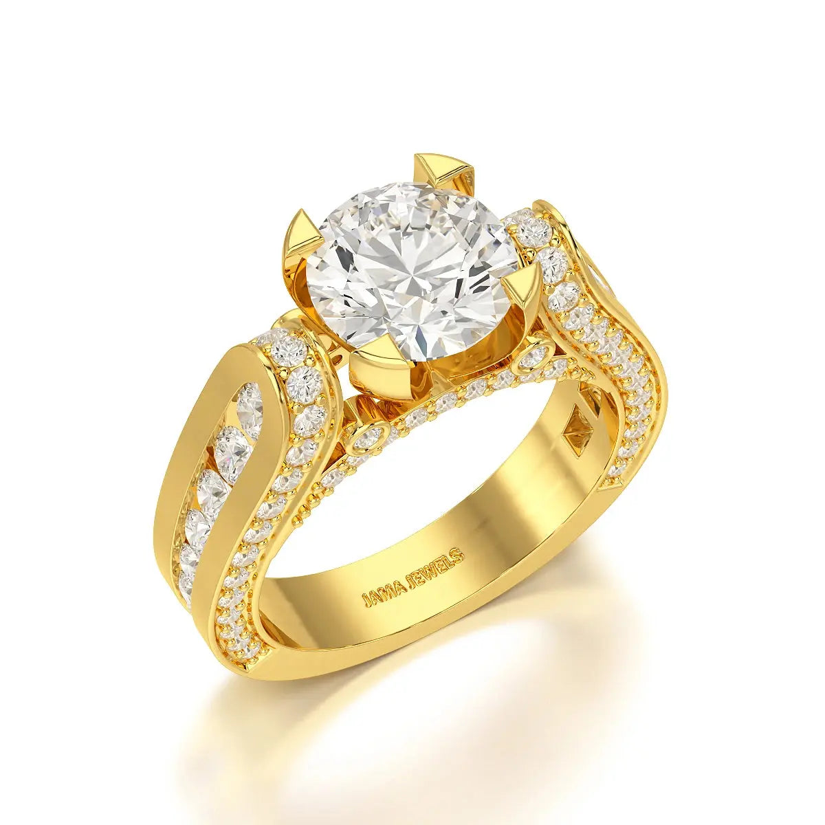 3.4 CT Cushion Cut Solitaire Lab Diamond Ring Jama Jewels