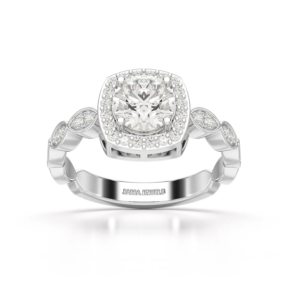 1.57 CT Cushion Cut Solitaire Halo Lab Diamond Ring