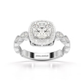 1.57 CT Cushion Cut Solitaire Halo Lab Diamond Ring