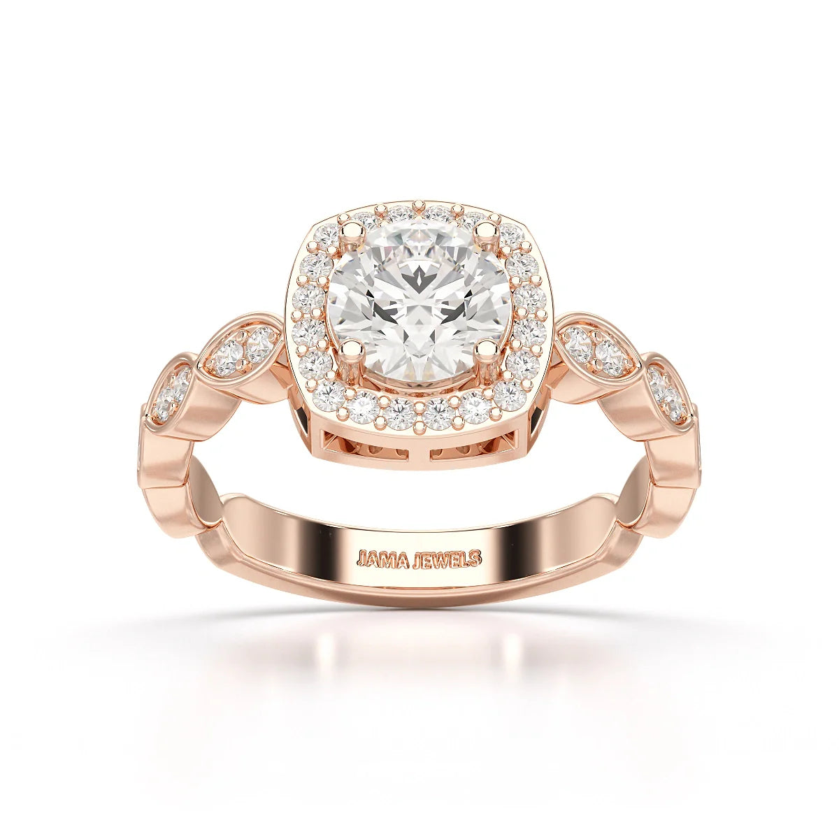 1.57 CT Cushion Cut Solitaire Halo Lab Diamond Ring