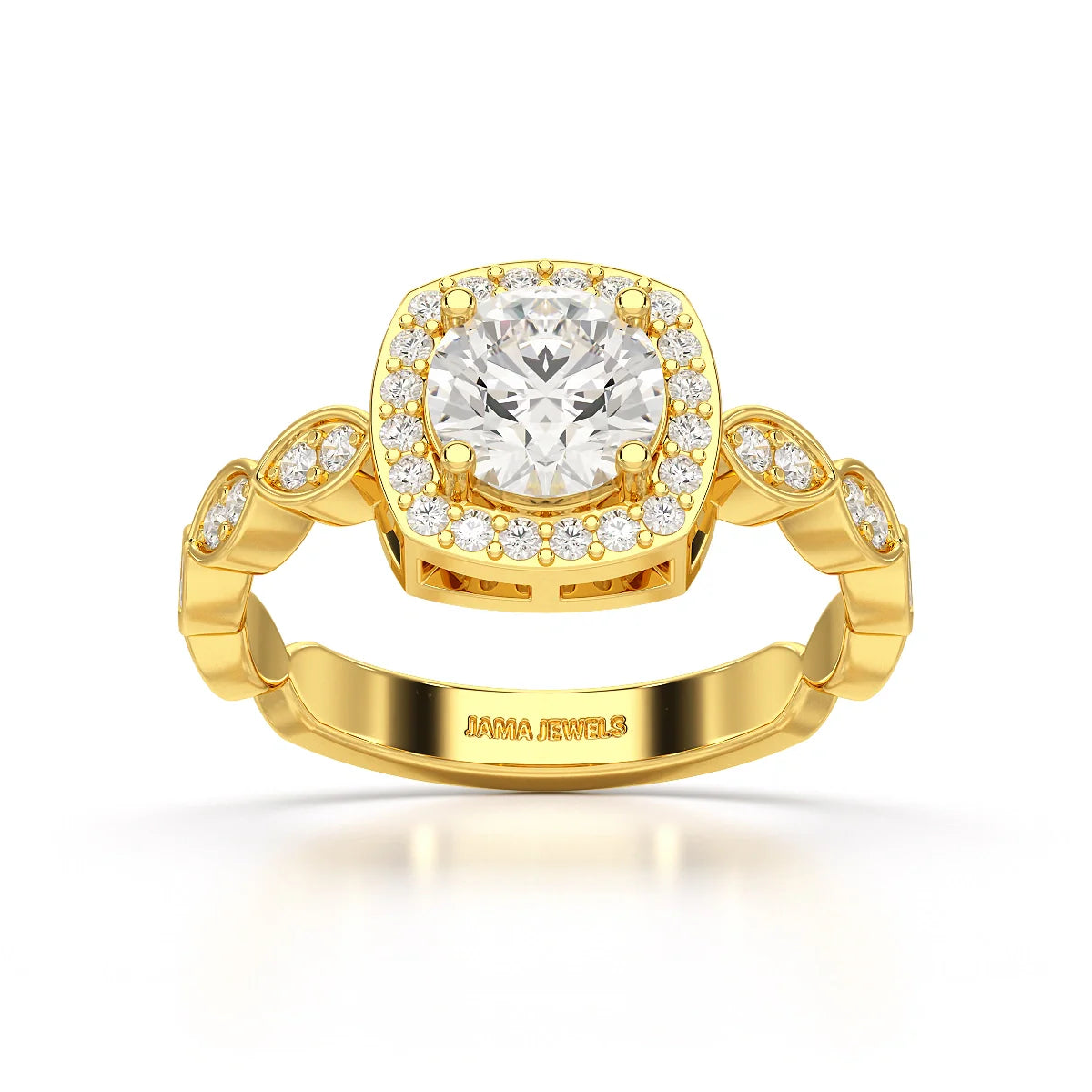 1.57 CT Cushion Cut Solitaire Halo Lab Diamond Ring