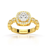 1.57 CT Cushion Cut Solitaire Halo Lab Diamond Ring