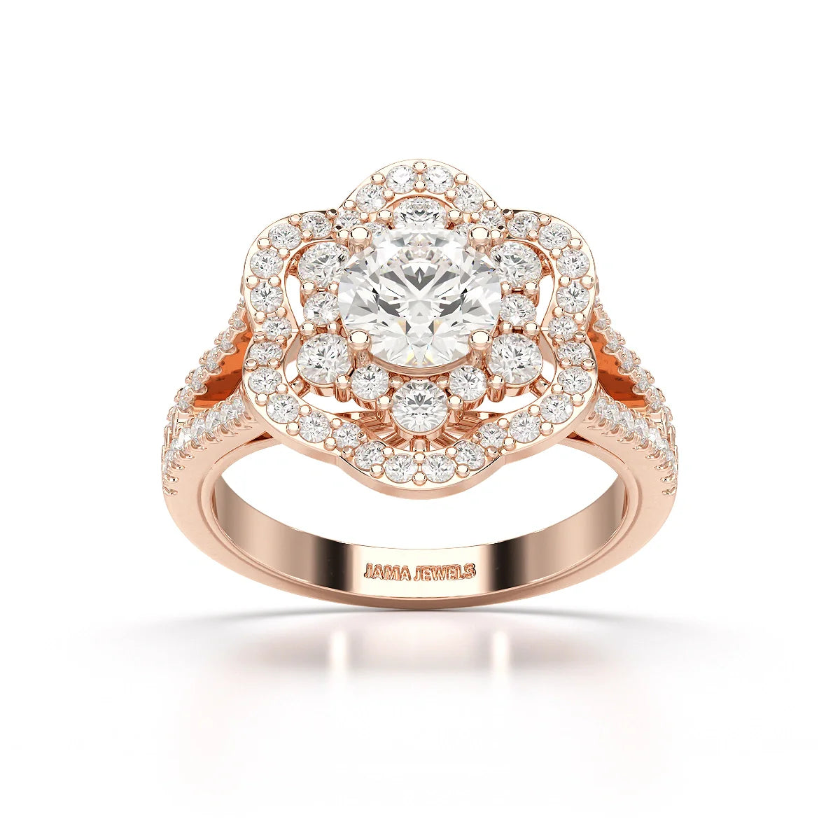 1.92 CT Round Cut Flower Shape Lab Diamond Ring