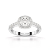 1.54 CT Cushion Cut Halo Lab Diamond Ring