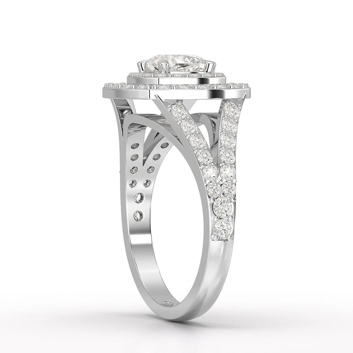 1.83 CT Cushion Cut Halo Lab Diamond Ring