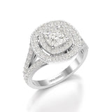1.83 CT Cushion Cut Halo Lab Diamond Ring