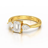 1.4 CT Three Stone Emerald/Pear Cut Lab Diamond Ring