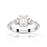1.4 CT Three Stone Emerald/Pear Cut Lab Diamond Ring