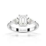 1.4 CT Three Stone Emerald/Pear Cut Lab Diamond Ring