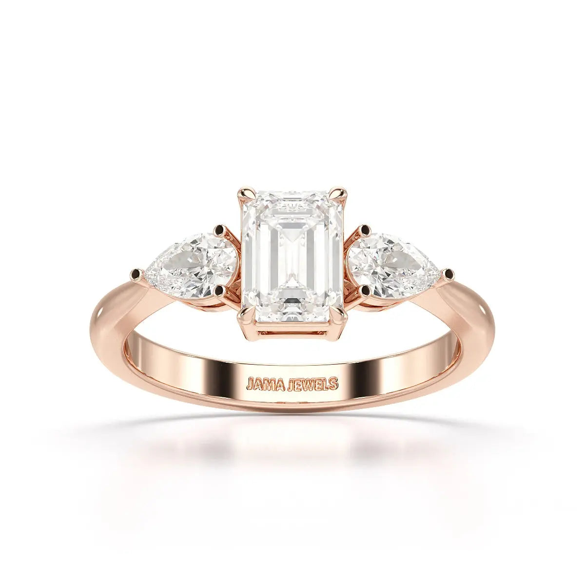 1.4 CT Three Stone Emerald/Pear Cut Lab Diamond Ring
