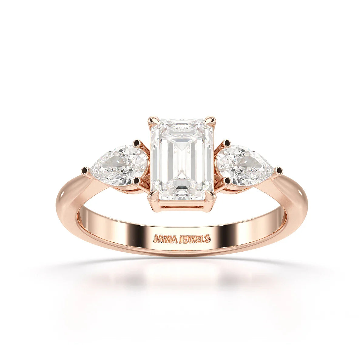 1.4 CT Three Stone Emerald/Pear Cut Lab Diamond Ring