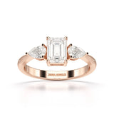 1.4 CT Three Stone Emerald/Pear Cut Lab Diamond Ring