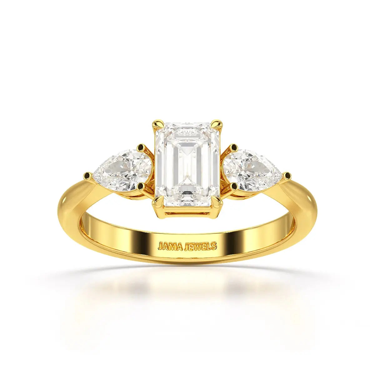 1.4 CT Three Stone Emerald/Pear Cut Lab Diamond Ring