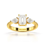 1.4 CT Three Stone Emerald/Pear Cut Lab Diamond Ring
