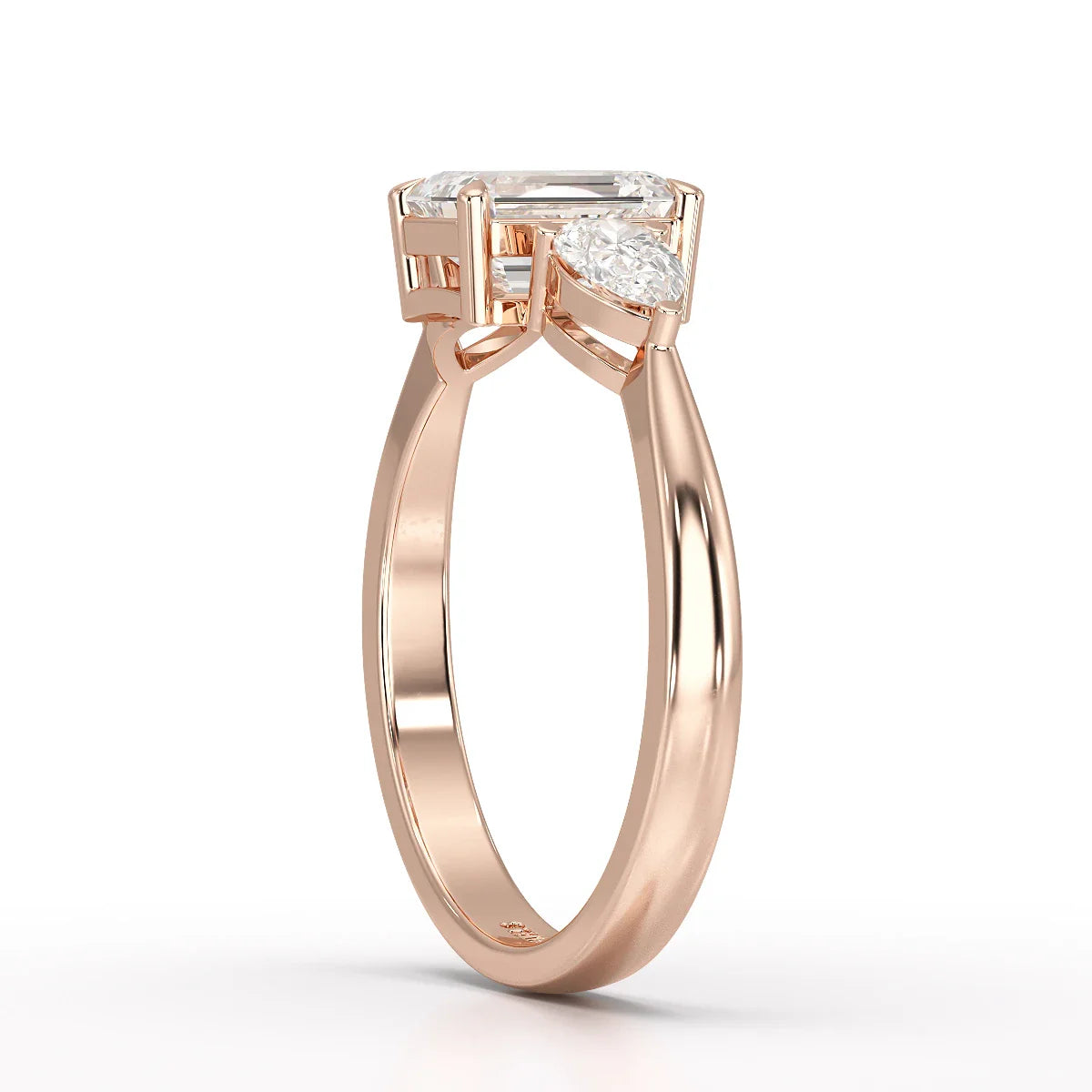 1.4 CT Three Stone Emerald/Pear Cut Lab Diamond Ring