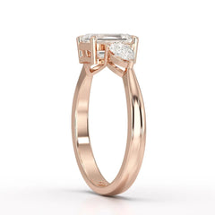 1.4 CT Three Stone Emerald/Pear Cut Lab Diamond Ring