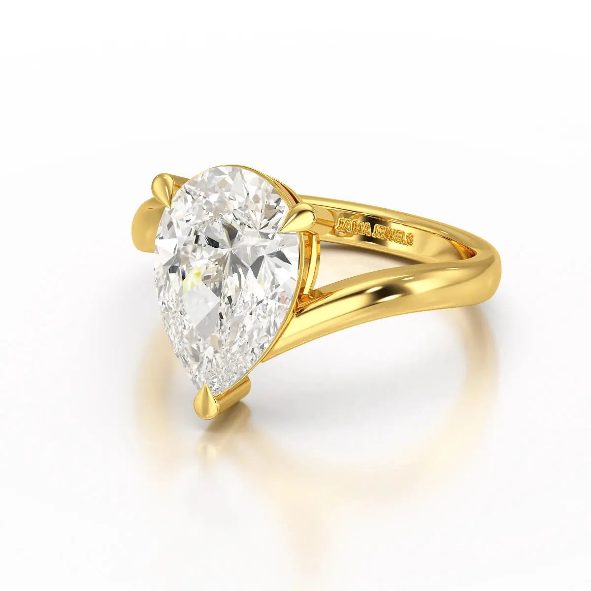 3 CT Pear Cut Solitaire Lab Diamond Ring Jama Jewels