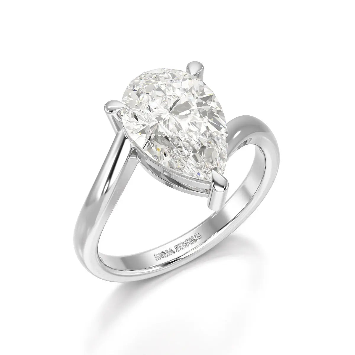 3 CT Pear Cut Solitaire Lab Diamond Ring Jama Jewels