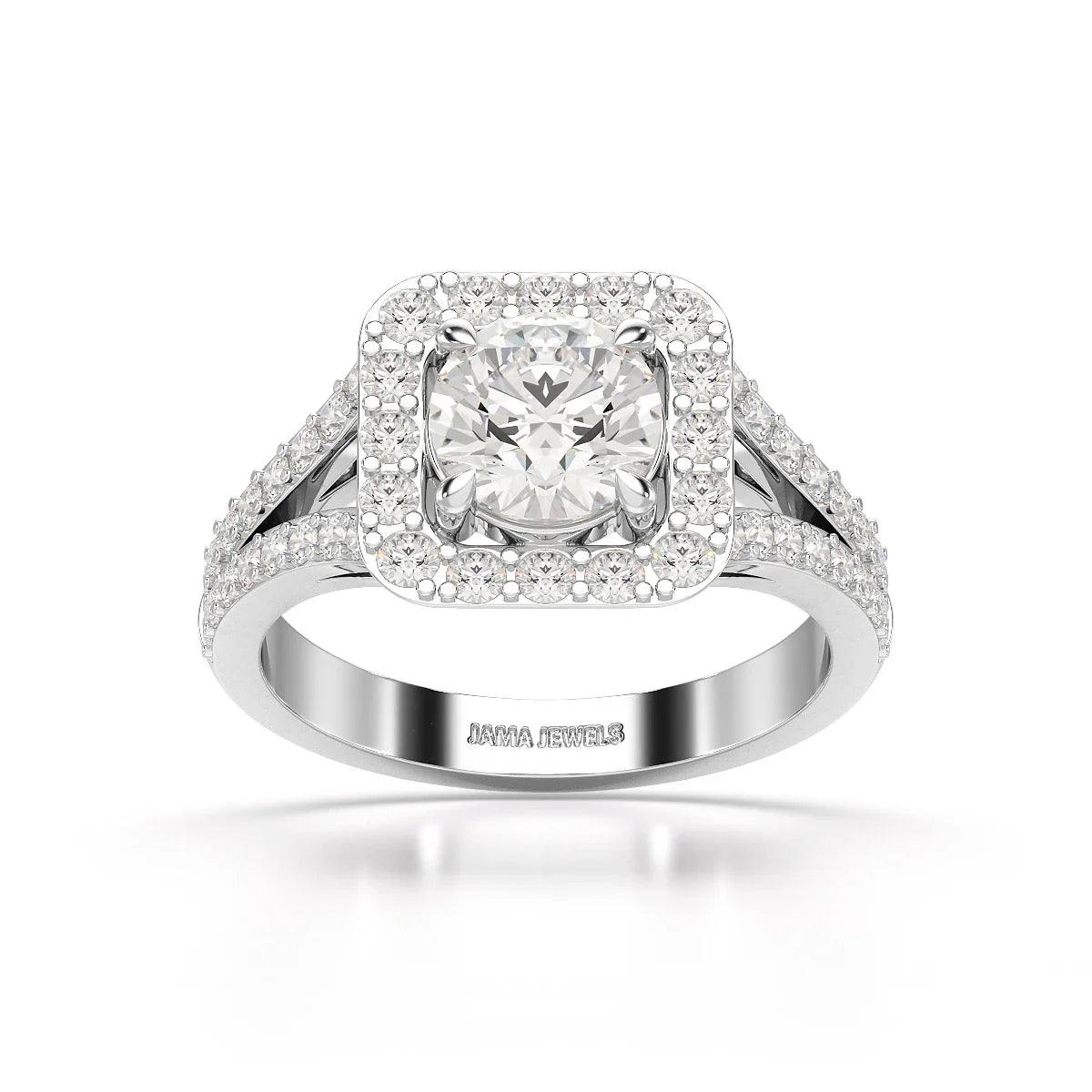 1.74 Round Cut Halo Lab Diamond Ring