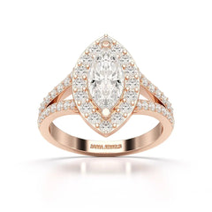 1.83 CT Marquis Cut Halo Lab Diamond Ring