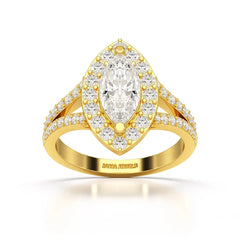 1.83 CT Marquis Cut Halo Lab Diamond Ring