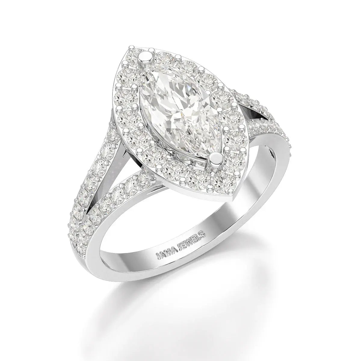 1.83 CT Marquis Cut Halo Lab Diamond Ring