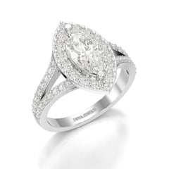 1.83 CT Marquis Cut Halo Lab Diamond Ring