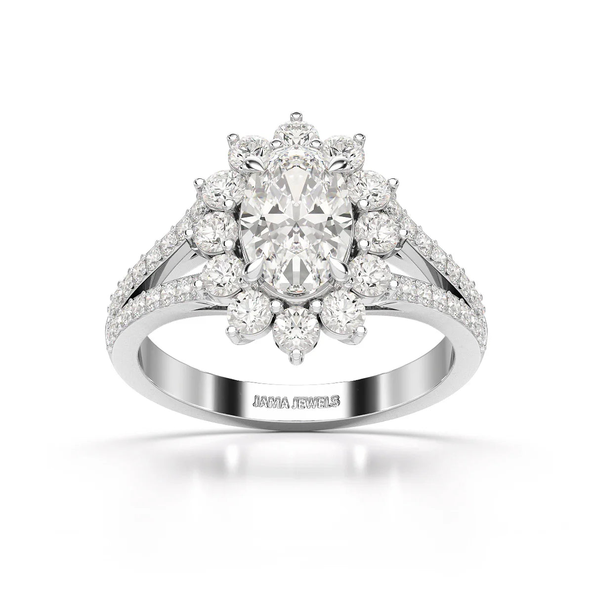 1.94 CT Oval Cut Halo Lab Diamond Ring