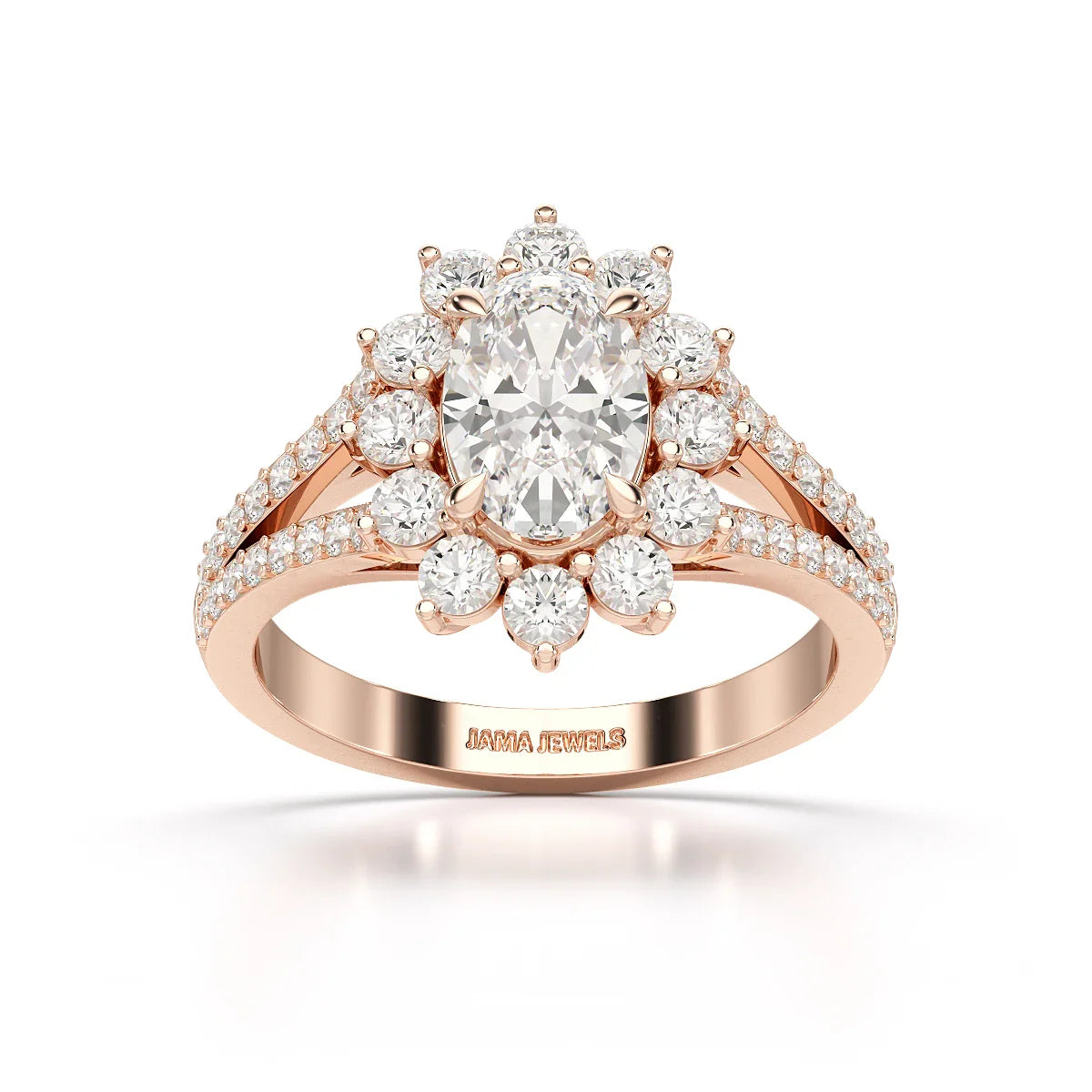1.94 CT Oval Cut Halo Lab Diamond Ring