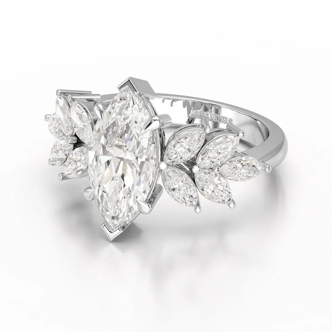 3.7 CT Marquis Cut Lab Diamond Ring Jama Jewels