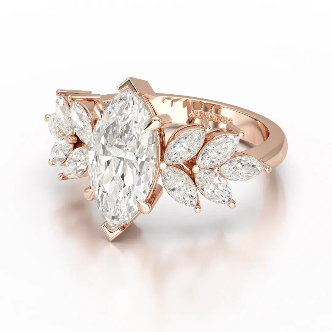 3.7 CT Marquis Cut Lab Diamond Ring Jama Jewels
