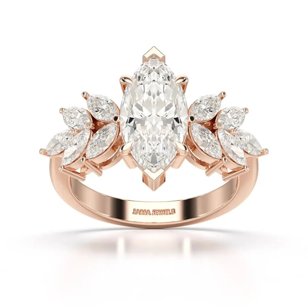 3.7 CT Marquis Cut Lab Diamond Ring Jama Jewels