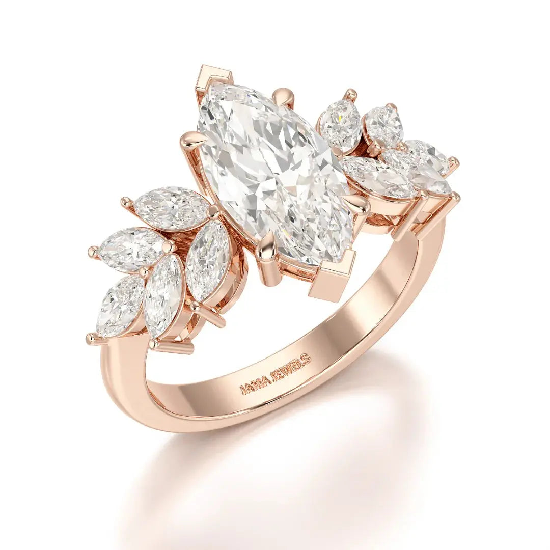 3.7 CT Marquis Cut Lab Diamond Ring Jama Jewels