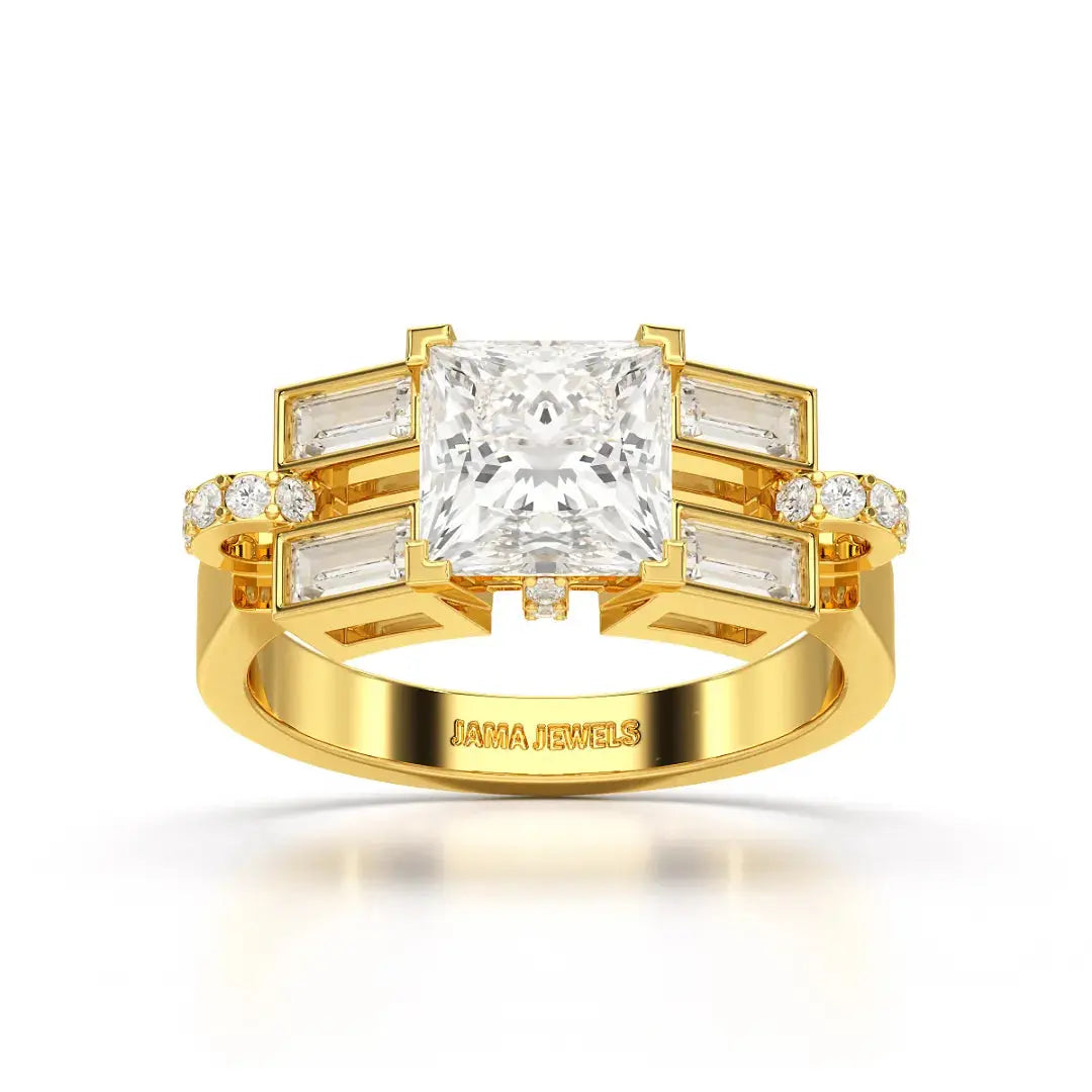 2.54 CT Princess Cut Lab Diamond Ring