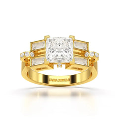 2.54 CT Princess Cut Lab Diamond Ring