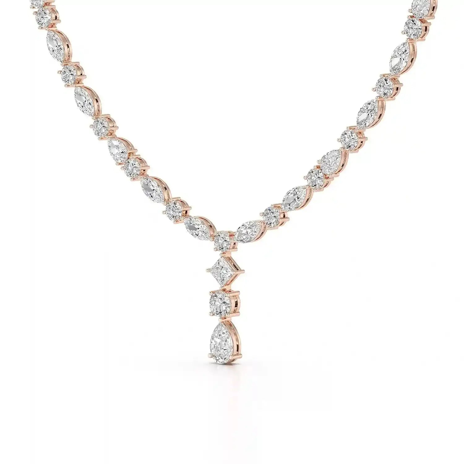 36.46 CT Lab Diamond Round Marquise Necklace Jama Jewels
