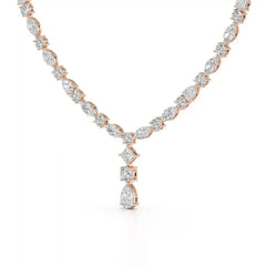 36.46 CT Lab Diamond Round Marquise Necklace Jama Jewels