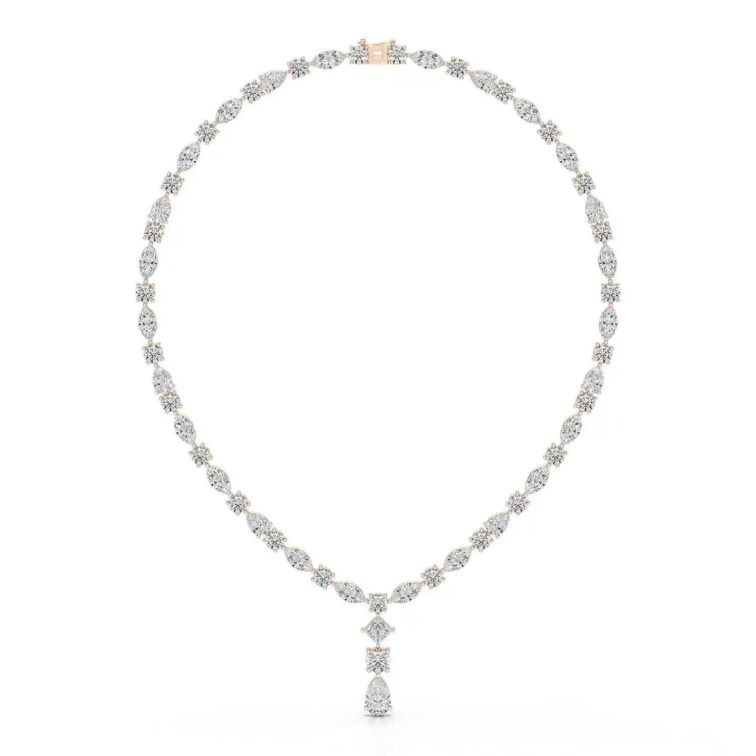 36.46 CT Lab Diamond Round Marquise Necklace Jama Jewels