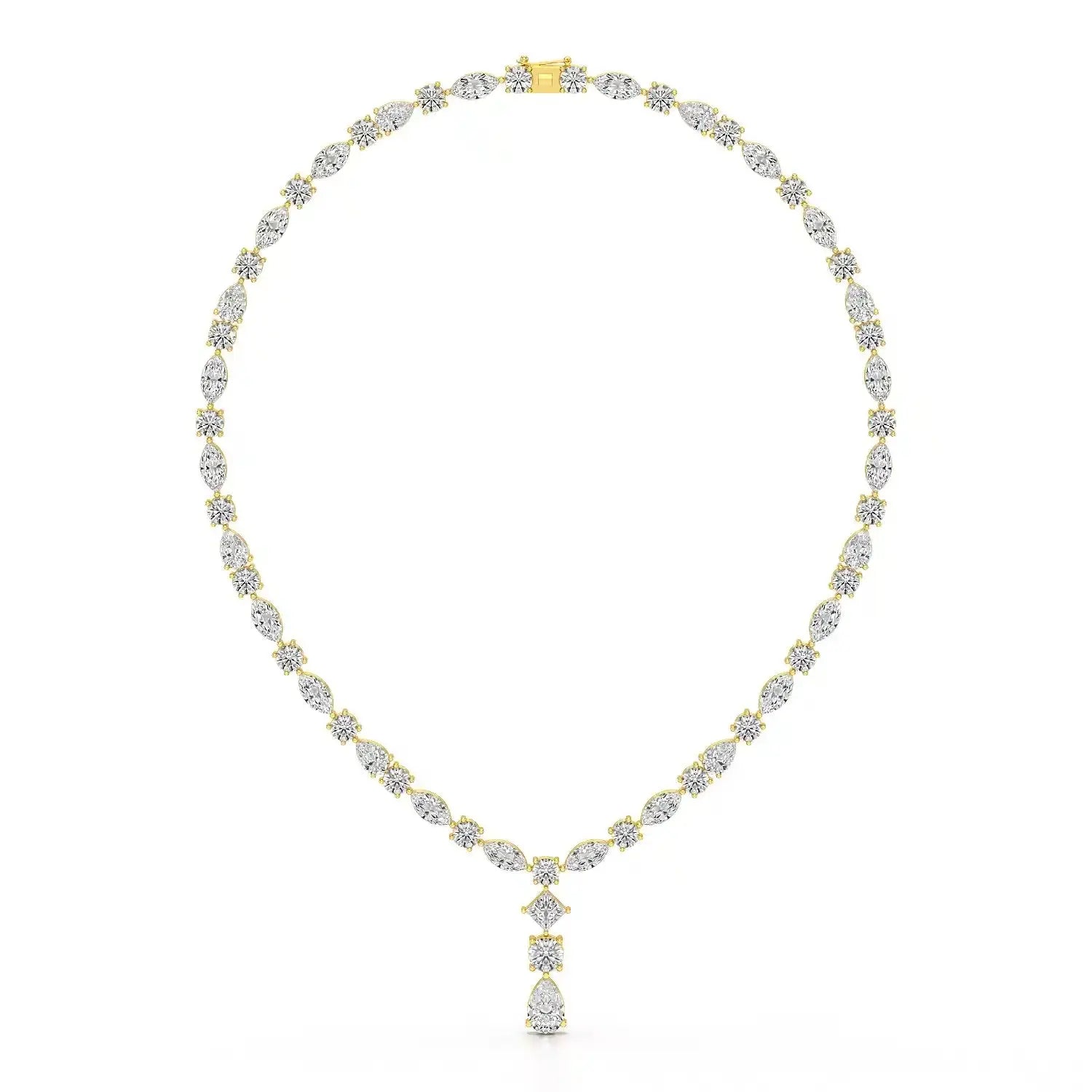 36.46 CT Lab Diamond Round Marquise Necklace Jama Jewels