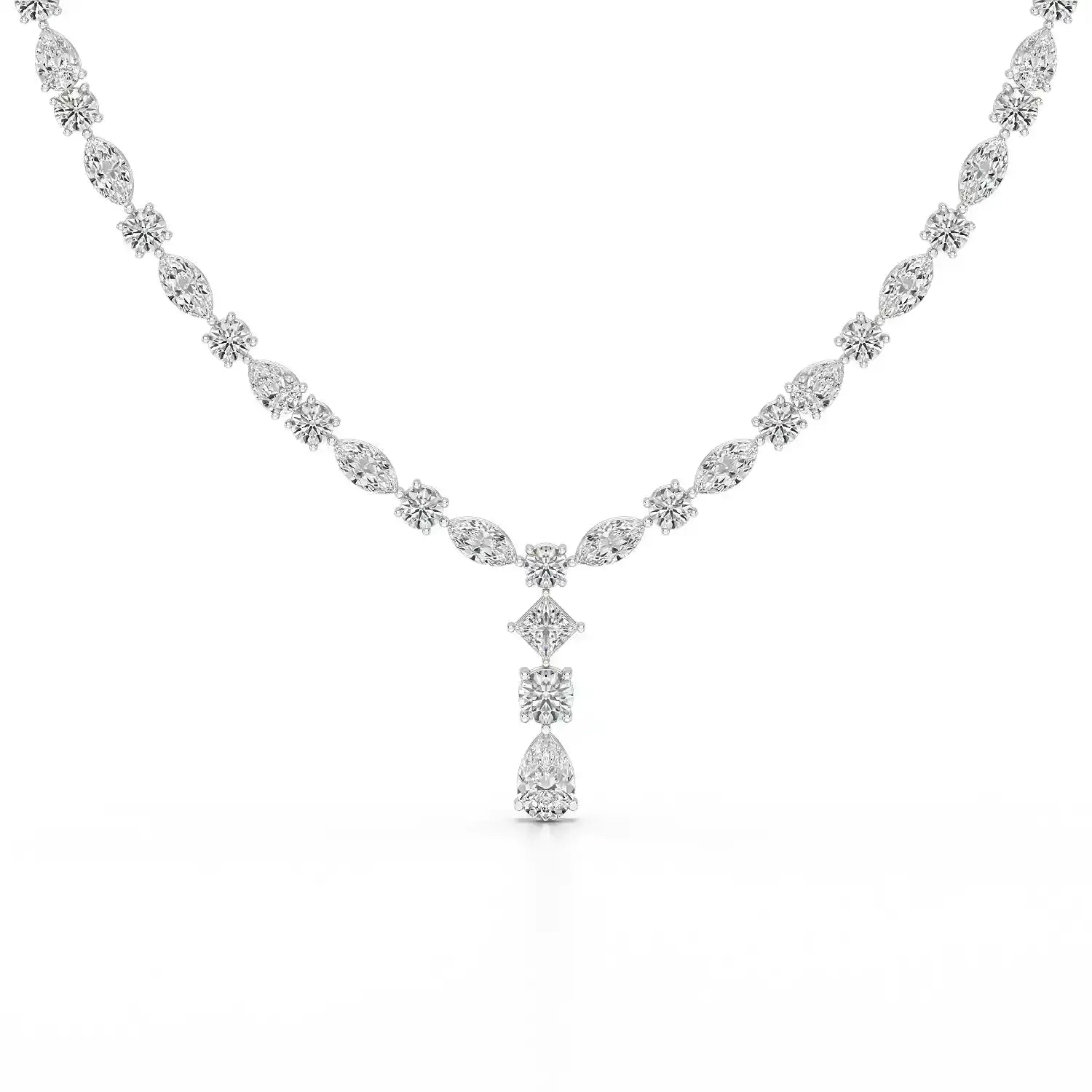 36.46 CT Lab Diamond Round Marquise Necklace Jama Jewels