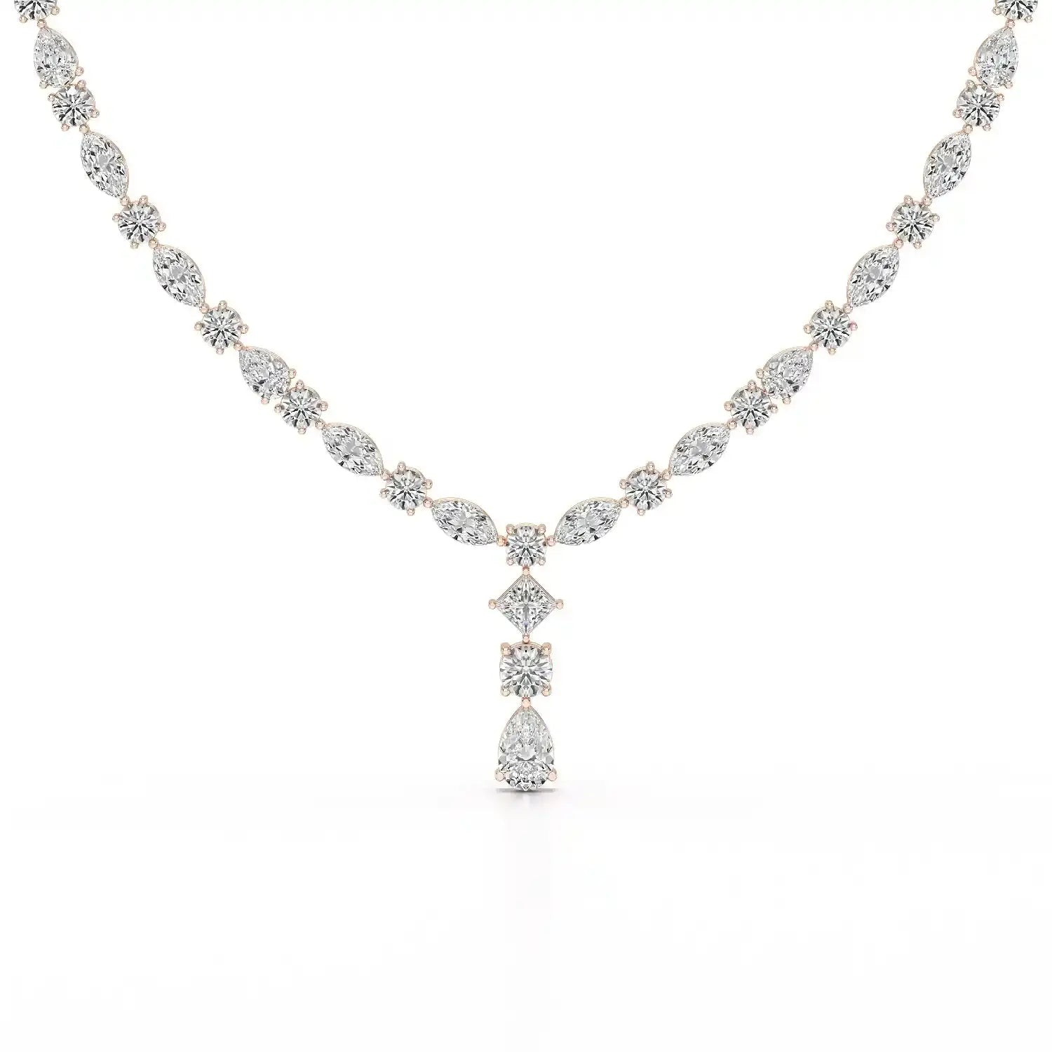 36.46 CT Lab Diamond Round Marquise Necklace Jama Jewels